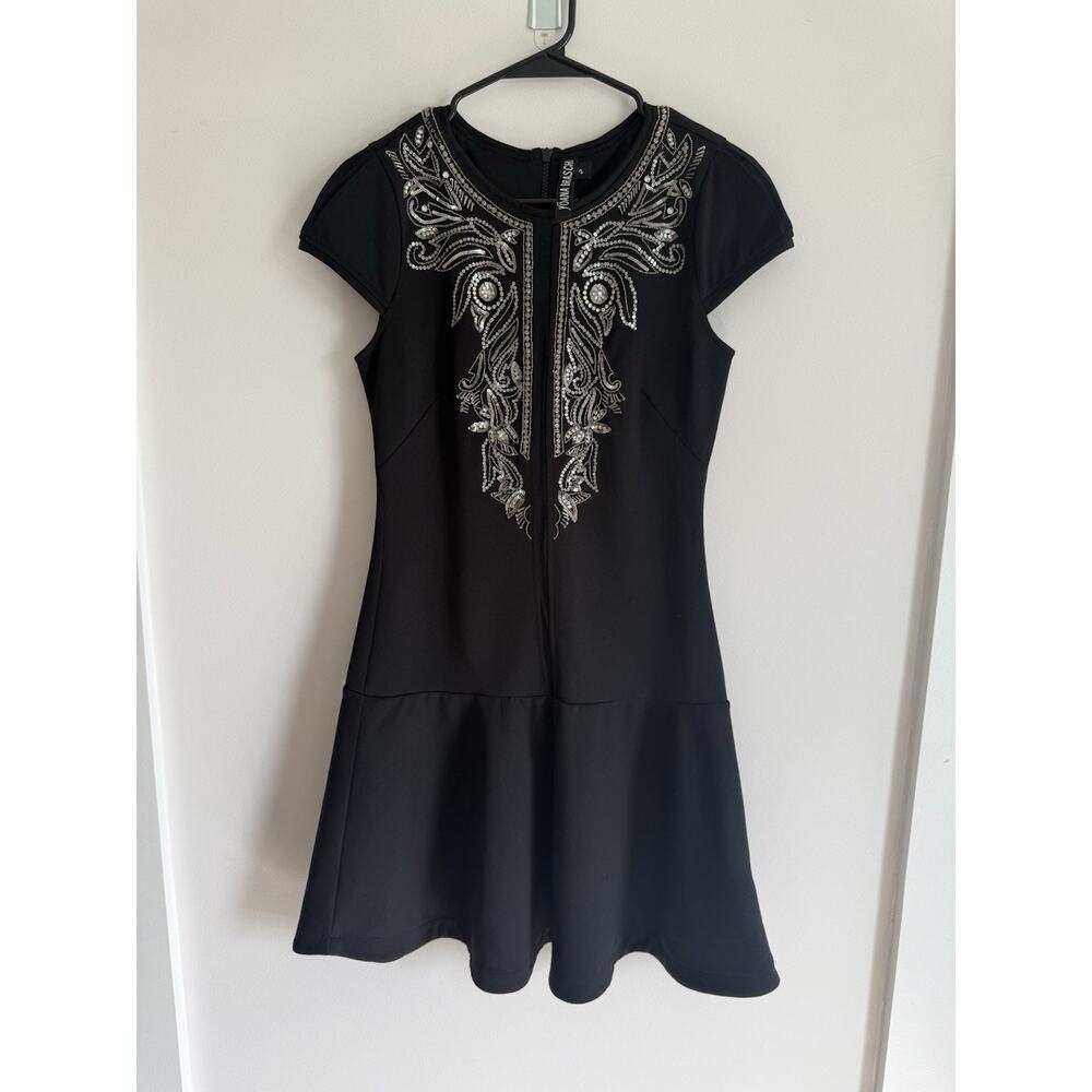 Anthropologie Yoana Barschi Sequin Beaded Black Formal Cocktail Dress Sz 2